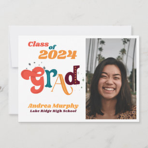 Invitation Fun & Retro "Classe de" Grad Photo Grad Grad Grad