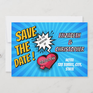 Invitation Fun retro Comic livre mariage enregistrer la date