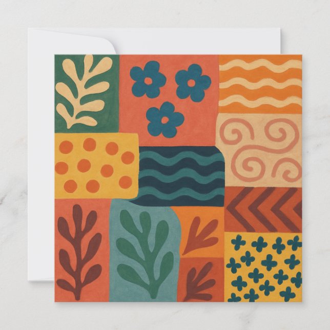 Invitation Fun Retro Garden Collage Motif Motif (Devant)