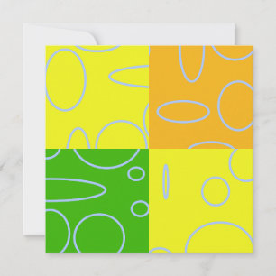 Invitation Fun Retro Quad Cercles de Concert Jaune Vert Orang