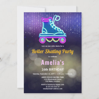 Invitation Fun Roller Sking fête d'anniversaire