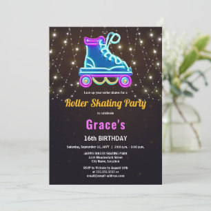 Invitation Fun Roller Sking fête d'anniversaire