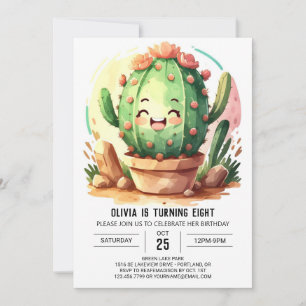 Invitation Fun Rose Fun Fille Cactus Fille Anniversaire