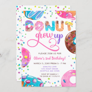 Invitation Fun rose violet beignets bleu fête d'anniversaire