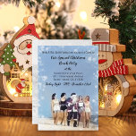 Invitation Fun Santa Claus Christmas Beach Party<br><div class="desc">Vos invités apprécieront vraiment cette invitation à la fête de Noël. Photo d'un joyeux Père Noël marchant bras dans bras sur la plage avec des femmes en maillot de bain. A l'envers,  une photo en noir et blanc de Père Noël avec ses pieds dans l'océan.</div>