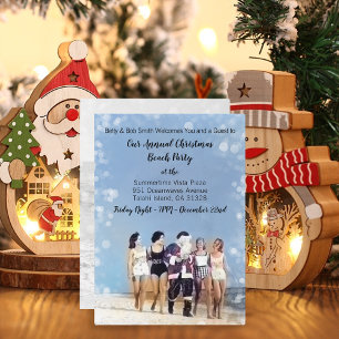 Invitation Fun Santa Claus Christmas Beach Party