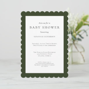 Invitation Fun Simple Forest Green Baby shower