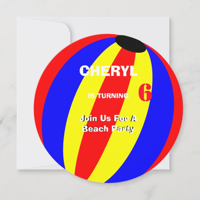 Invitation Fun Summer Beach Ball Personnalisé (Devant)