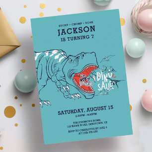 Invitation Fun T-Rex Dinosaures Anniversaire de enfant Party