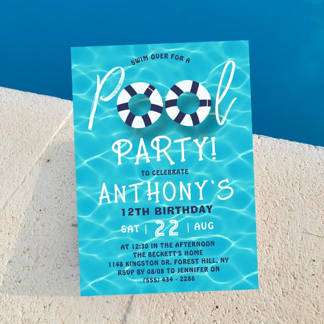 Invitation Fun & Tendy Summer Pool Party N'importe quel âge A (Créateur téléchargé)
