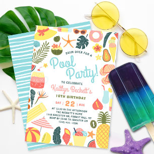 Invitation Fun & Tendy Summer Pool Party N'importe quel âge A