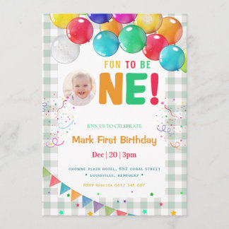 Invitation Fun to Be One Photo First Birthday part