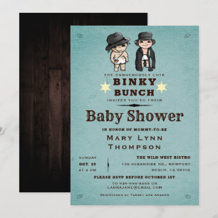 Invitation Fun Twins Binky Bunch Baby shower occidental