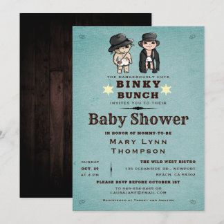 Invitation Fun Twins Binky Bunch Baby shower occidental