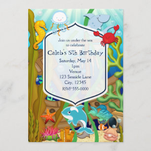 Invitation Fun under the sea anniversaire de enfant party Inv