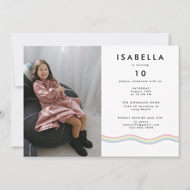 Invitation Fun Vibrant Fleur Photo Anniversaire Fête (Devant)