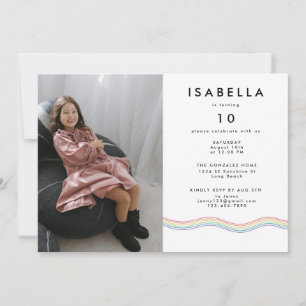 Invitation Fun Vibrant Fleur Photo Anniversaire Fête