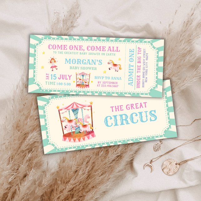 Invitation Fun Vintage Circus Ticket Carnival Baby shower (Fun Vintage Circus Ticket Carnival Baby shower Invitation)