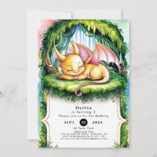 Invitation Fun Watercolor Dragon Anniversaire