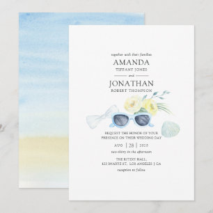 Invitation Fun Watercolor Summer Beach Mariage