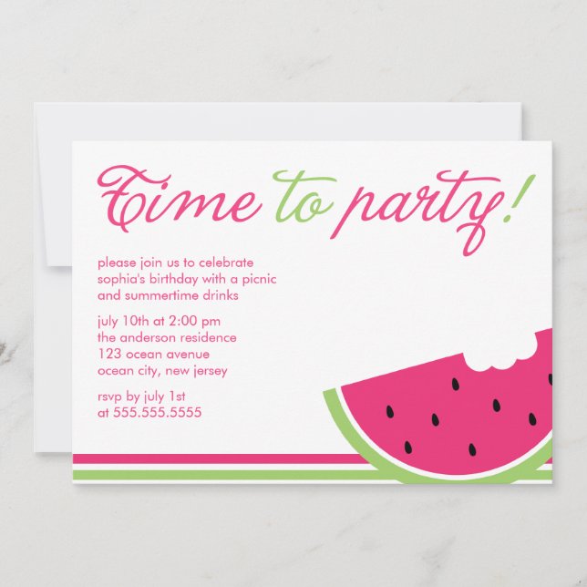 Invitation Fun Watermelon Summer Party (Devant)