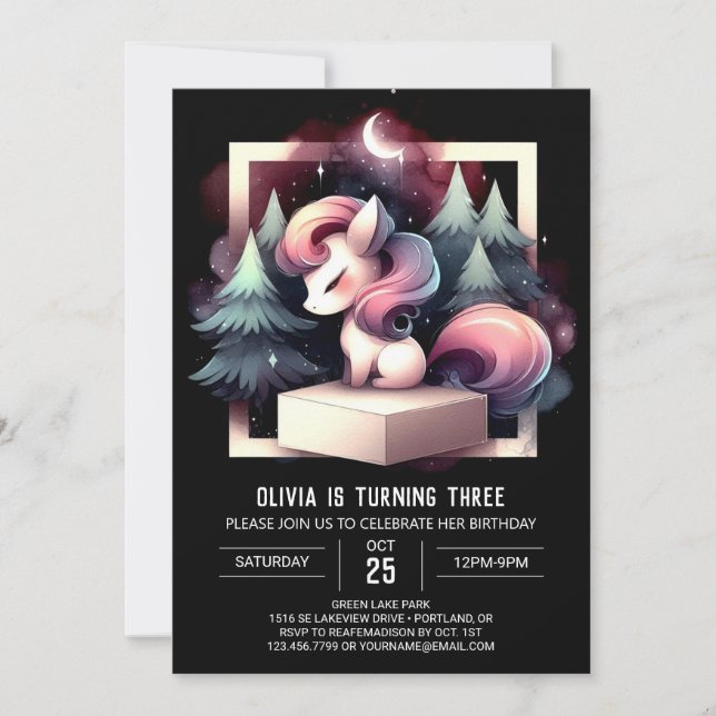 Invitation Fun Whimsical Horse Anniversaire (Devant)