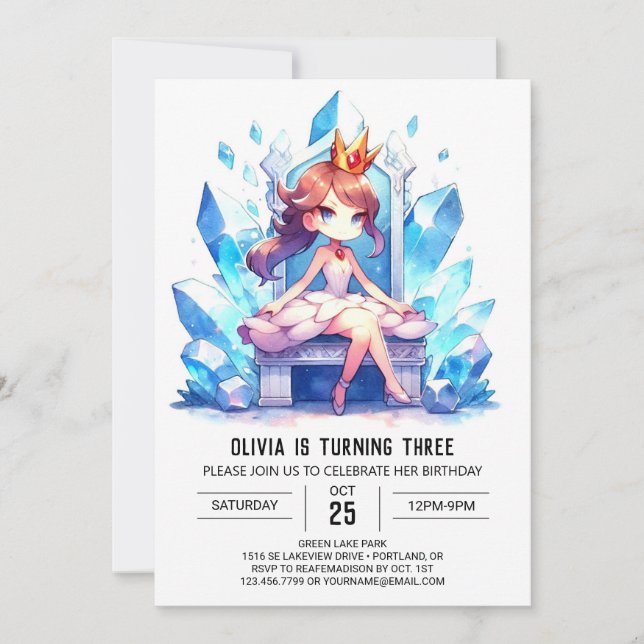 Invitation Fun Whimsical Princess Anniversaire (Devant)