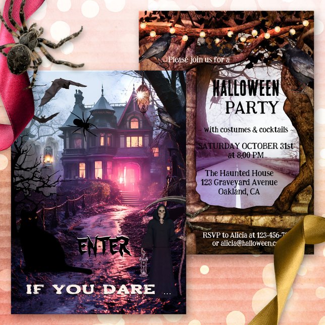 Invitation Fun Whimsical Scary Halloween Party (Whimsical Halloween party invitation with spooky, scary and fun ingredients for a cocktail)