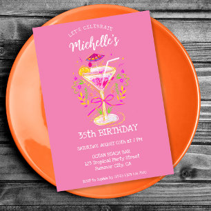 Invitation Fun Whimsical Summer Cocktail Anniversaire