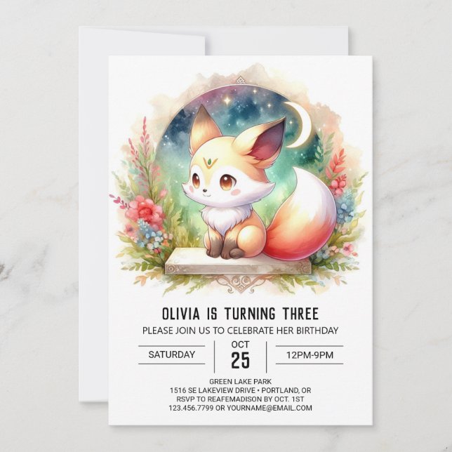 Invitation Fun Wild Fox Anniversaire numérique (Devant)