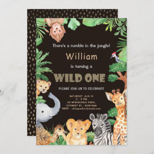 Invitation Fun Wild One Jungle Boy Premier anniversaire