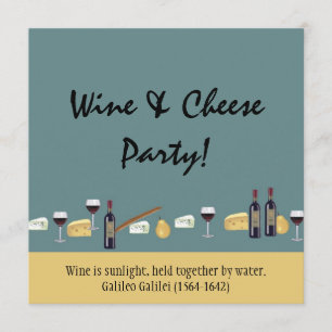 Invitation Fun Wine and Cheese Party - avec citation