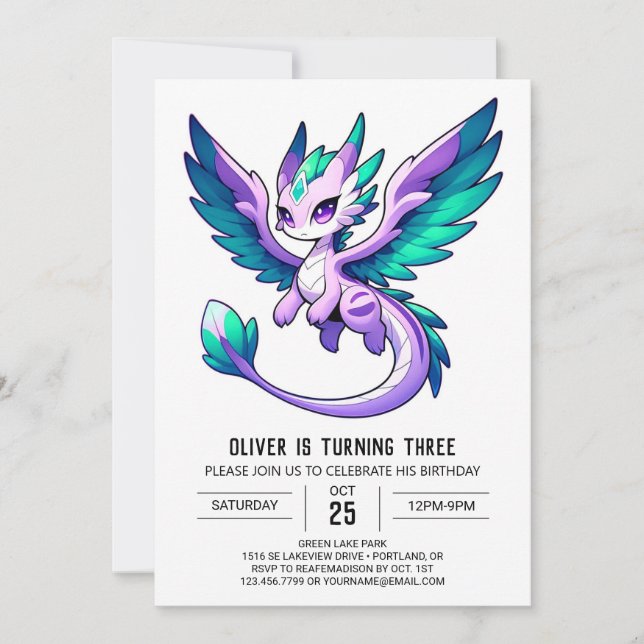 Invitation Fun Woodland Dragon Anniversaire (Devant)
