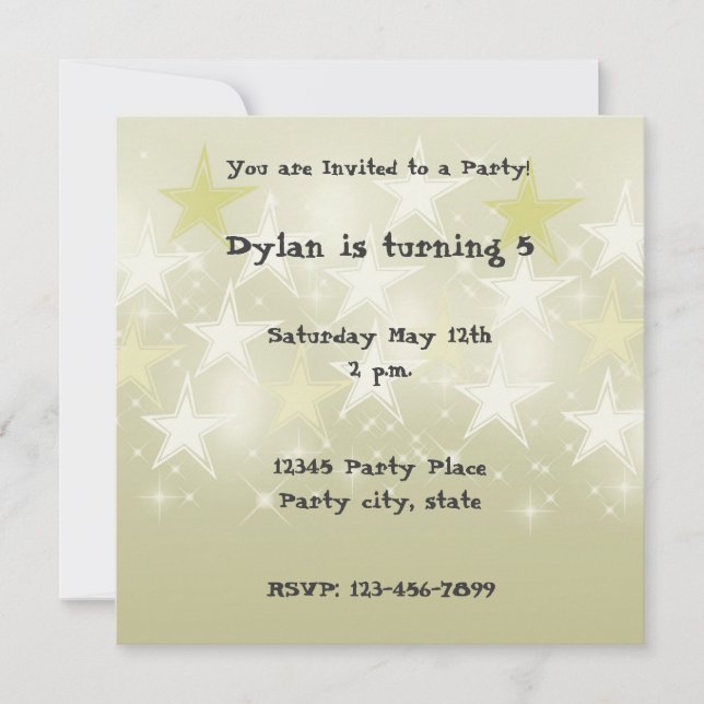 Invitation Fun Yellow Stars Personnalisé Anniversaire Invitat (Devant)