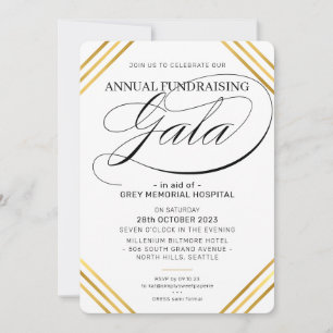 Invitation FUNDRAISING GALA événement élégant cadre or fantai