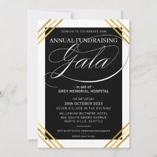 Invitation FUNDRAISING GALA événement fancy cadre or noir