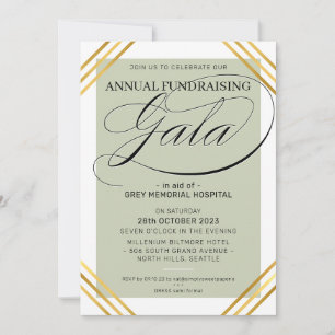 Invitation FUNDRAISING GALA événement fancy or cadre sage ver