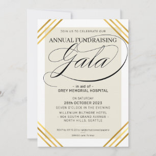 Invitation FUNDRAISING GALA événement faste ivoire cadre or