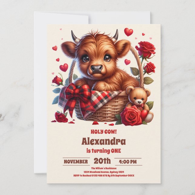 Invitation Fundy Farm Holy Cow Highland 1er anniversaire (Devant)