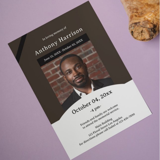 Invitation Funérailles Brown et blanches (Créateur téléchargé)