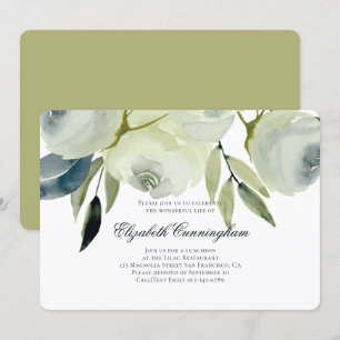 Invitation Funérailles commémoratives Aquarelle Florale et Fo