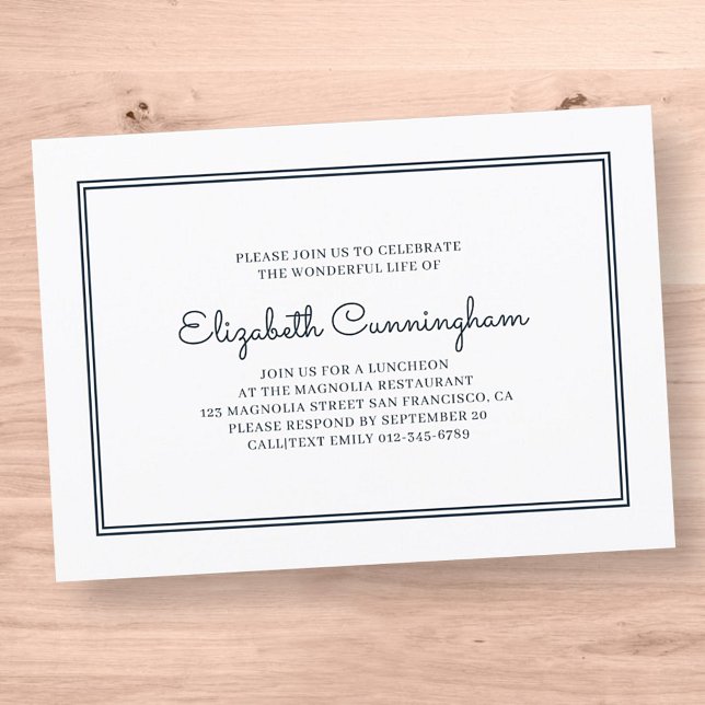 Invitation Funérailles commémoratives Moderne et simple Éléga (Créateur téléchargé)