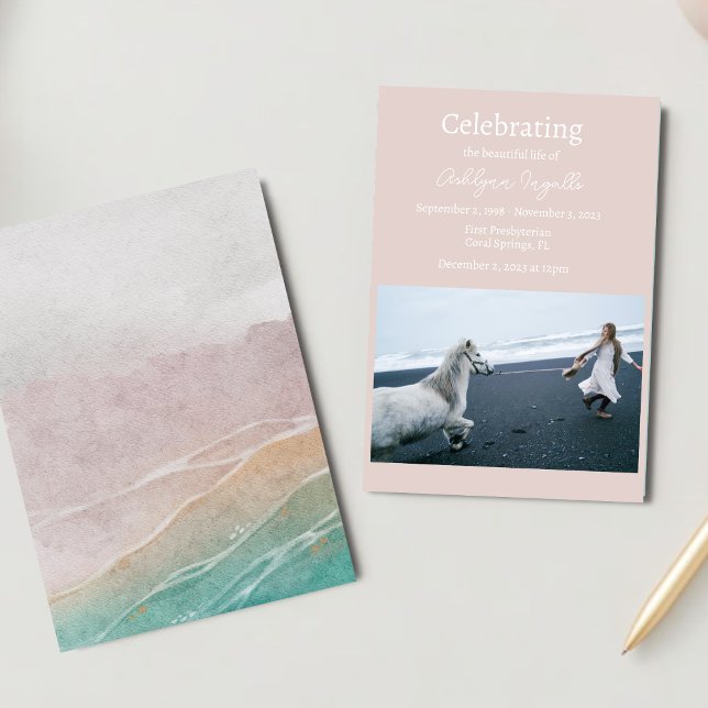 Invitation Funérailles de Sandy Beach Photo Célébration de la (Créateur téléchargé)