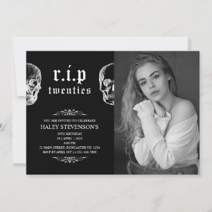 Invitation Funérailles des 20 ans Crâne Enterrement de vie de