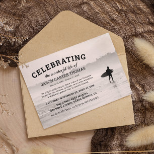 Invitation Funérailles du surfeur Célébration De La Vie