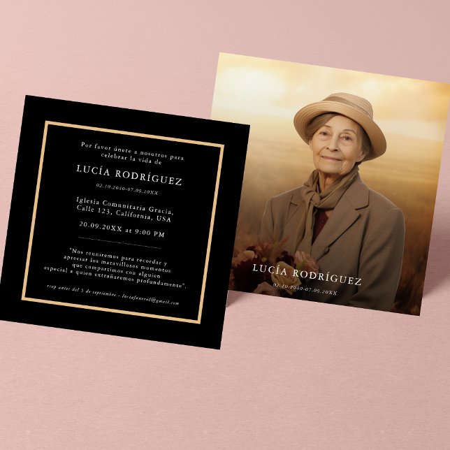 Invitation Funérailles en espagnol | Espanol Mémorial Photo N (Créateur téléchargé)