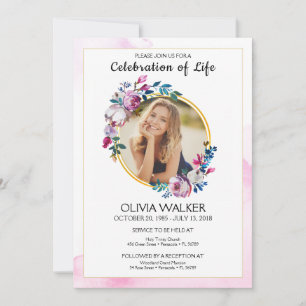 Invitation Funérailles Fleurs Fleurs Fleurs Fête de la vie