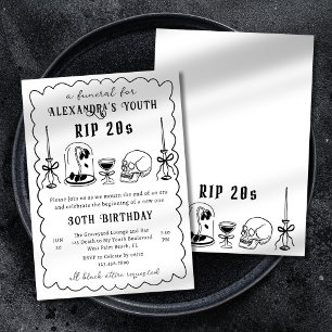 Invitation Funérailles Gribouillis Doodle 30e Anniversaire RI