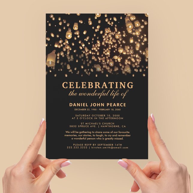 Invitation Funérailles Mémorial chinois Sky Lanterns (Créateur téléchargé)