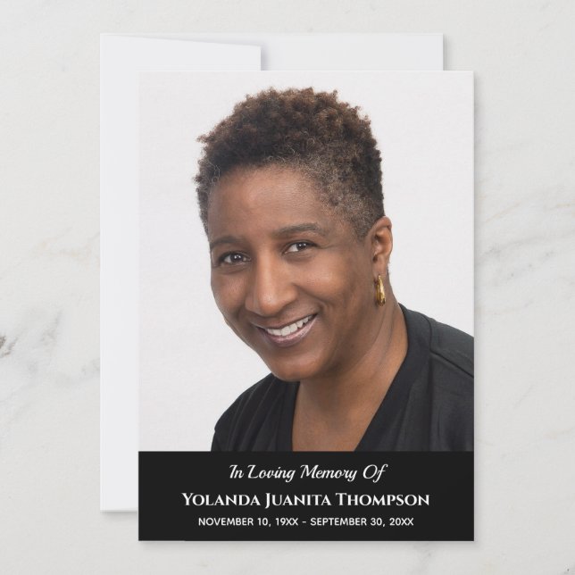 Invitation Funérailles mémorial personnalisé Photo de deuil S (Devant)